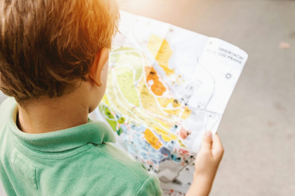 kid with map